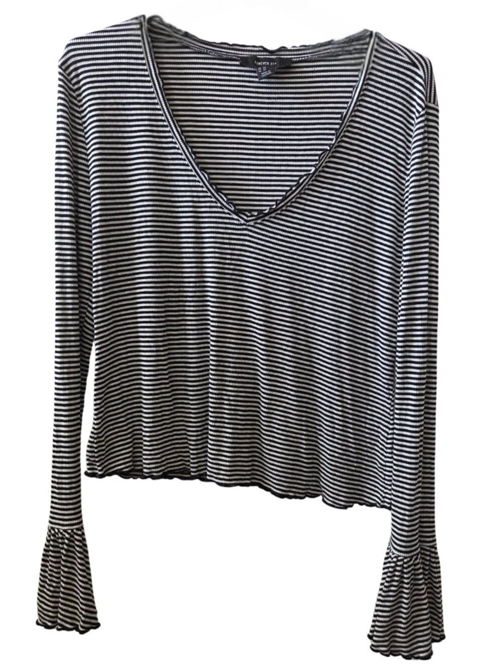 Women's Forever 21+ Collection Ruffled Long Bell Sleeves V Neck Crop Top Size 2X